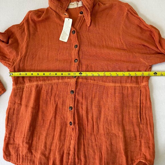 Jen's Pirate Booty Orange Button Down Shirt - Picture 12 of 14